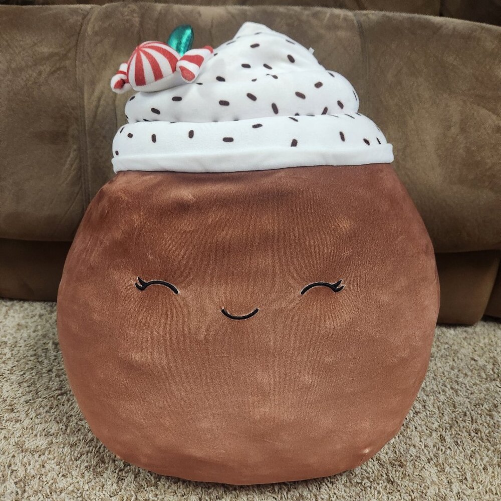 Squishmallows Marsha Peppermint Latte Hot Chocolate 20" Tall Plush Toy Brown